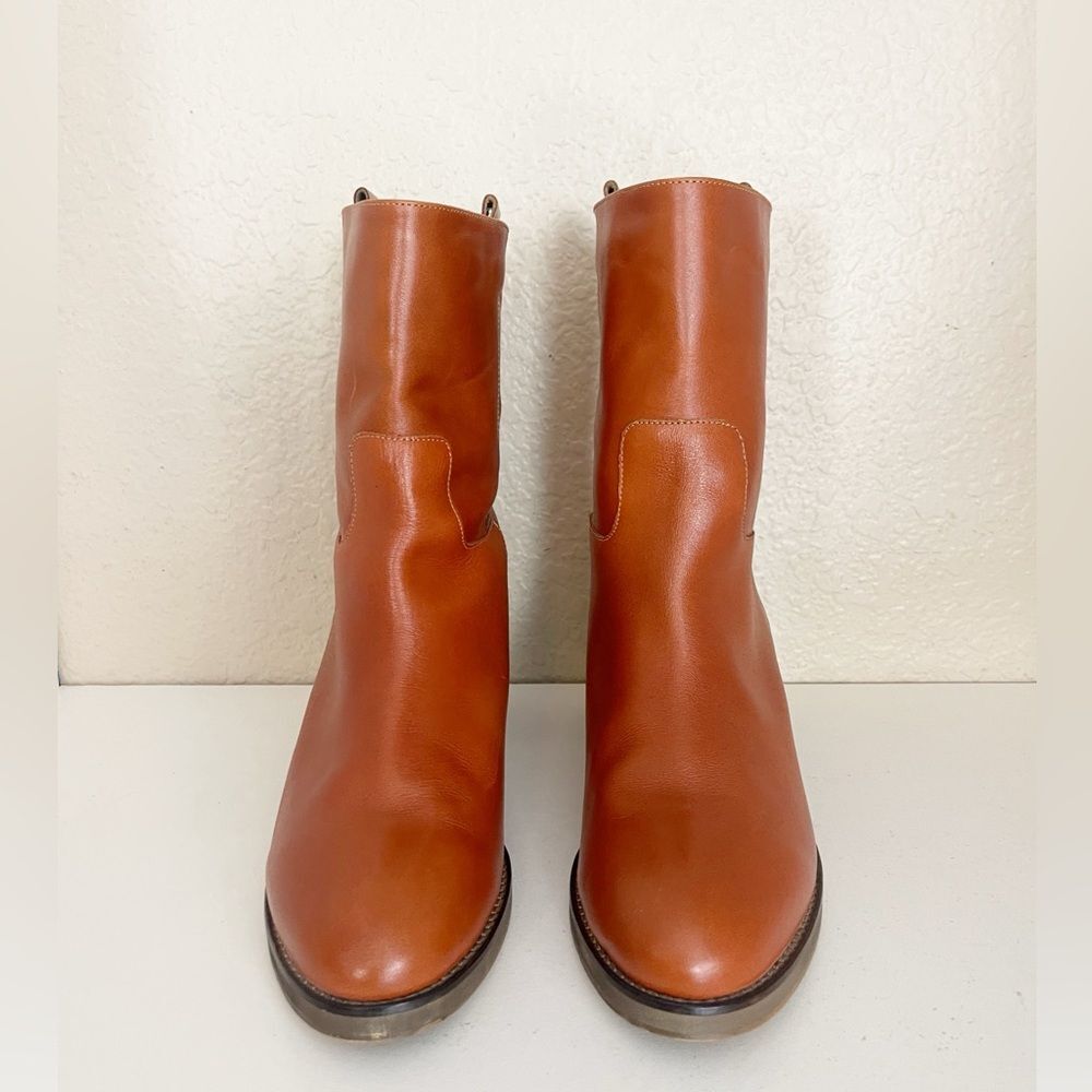 Free People Tabby Ankle Boots in a Tuscan Tan Artisan leather and chunky heel - Picture 4 of 12